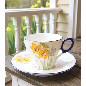 Shelley Narcissus Teacup Daffodil Blue Handle 2197
